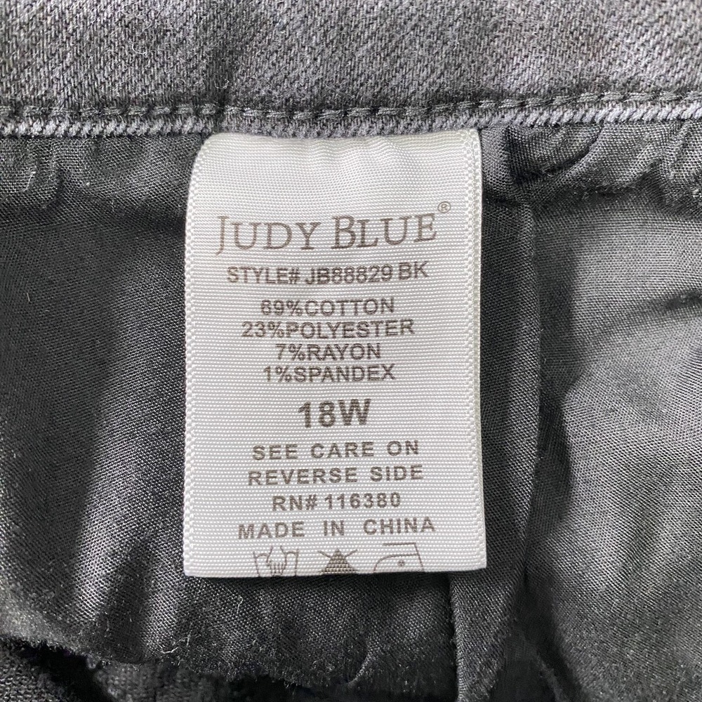 Judy Blue‎ Jeans Womens 18W Black Button Fly Raw Hem Stretch High Rise JB88829BK - Picture 8 of 14